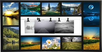 Коллаж для фото BW 10шт. с прищепками 10x15 см черный